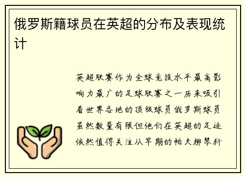 俄罗斯籍球员在英超的分布及表现统计